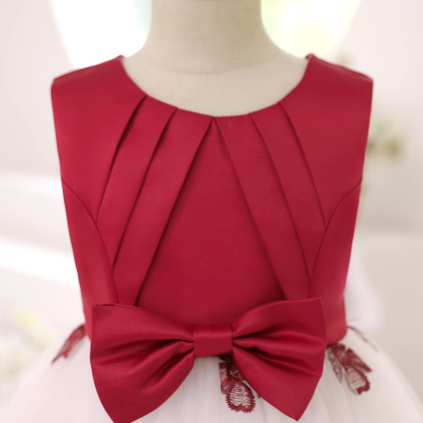 Toddler Baby Girls Princess Dress Floral Embroidery Gauze Sleeveless Round Neck Bow Dress 1PCS Princess Dress 2799