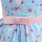 Girls Princess Dress Rabbit Print Floral Print Evening Ruffle Sleeve Dress One Piece Party Feast Dress Blue ZT-2922