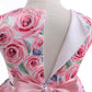 Princess Dress For Girls Rose Print Sleeveless Pearl Summer Performance Dress One Piece Party Dress Pink ZT-8566