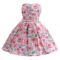 Princess Dress For Girls Rose Print Sleeveless Pearl Summer Performance Dress One Piece Party Dress Pink ZT-8566