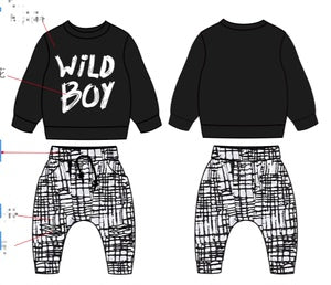Baby Clothes Baby Outfit Long Sleeve Black And White Print Pants 2PCS 32105612