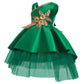 Toddler Baby Girls Princess Dress Embroidery One Shoulder Puffy Dress 1PCS Princess Dress Green 8428