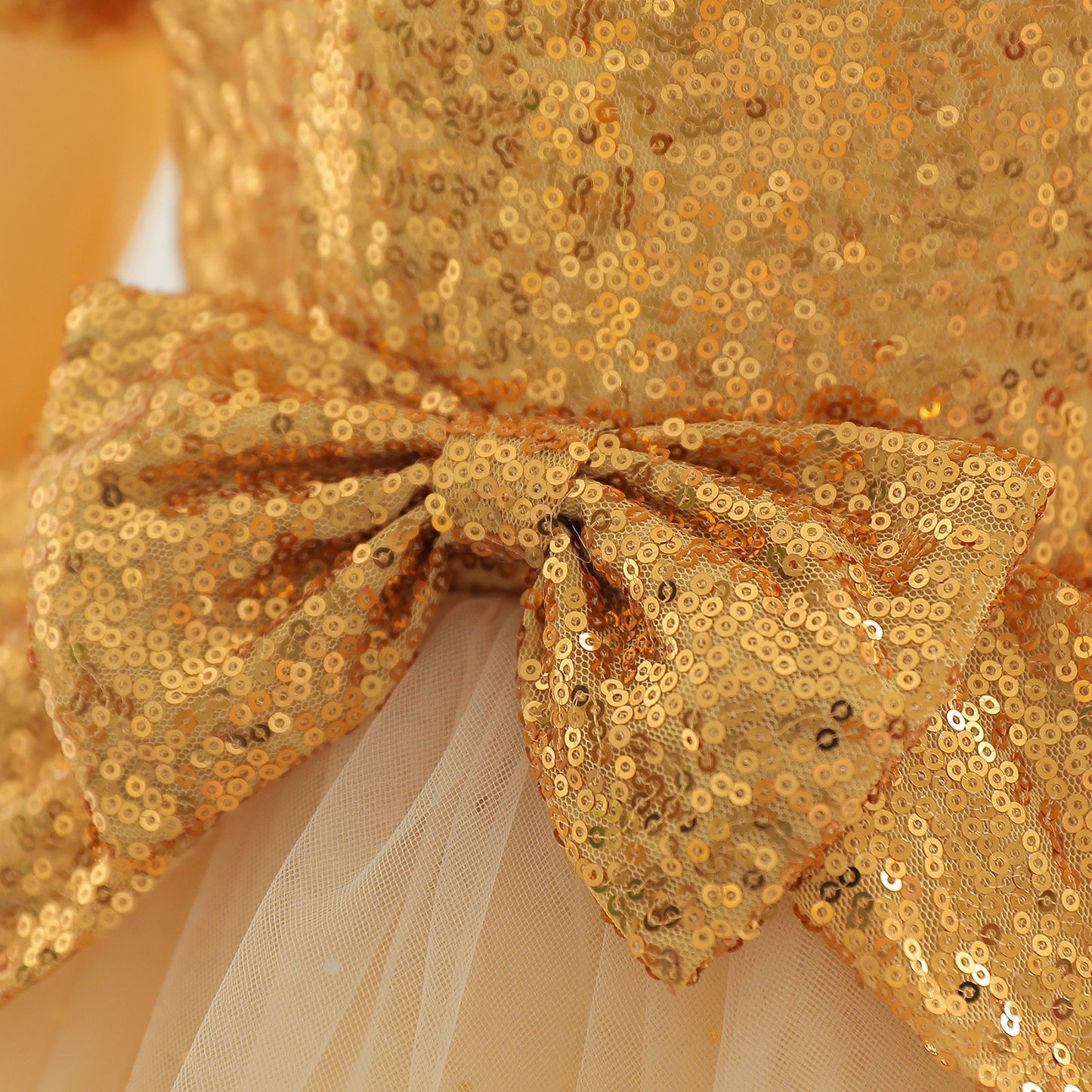 kid fashion Girls Princess Dress Sequins long Sleeve Round Neck Gauze Dress 1PCS Princess Dress Gold C777