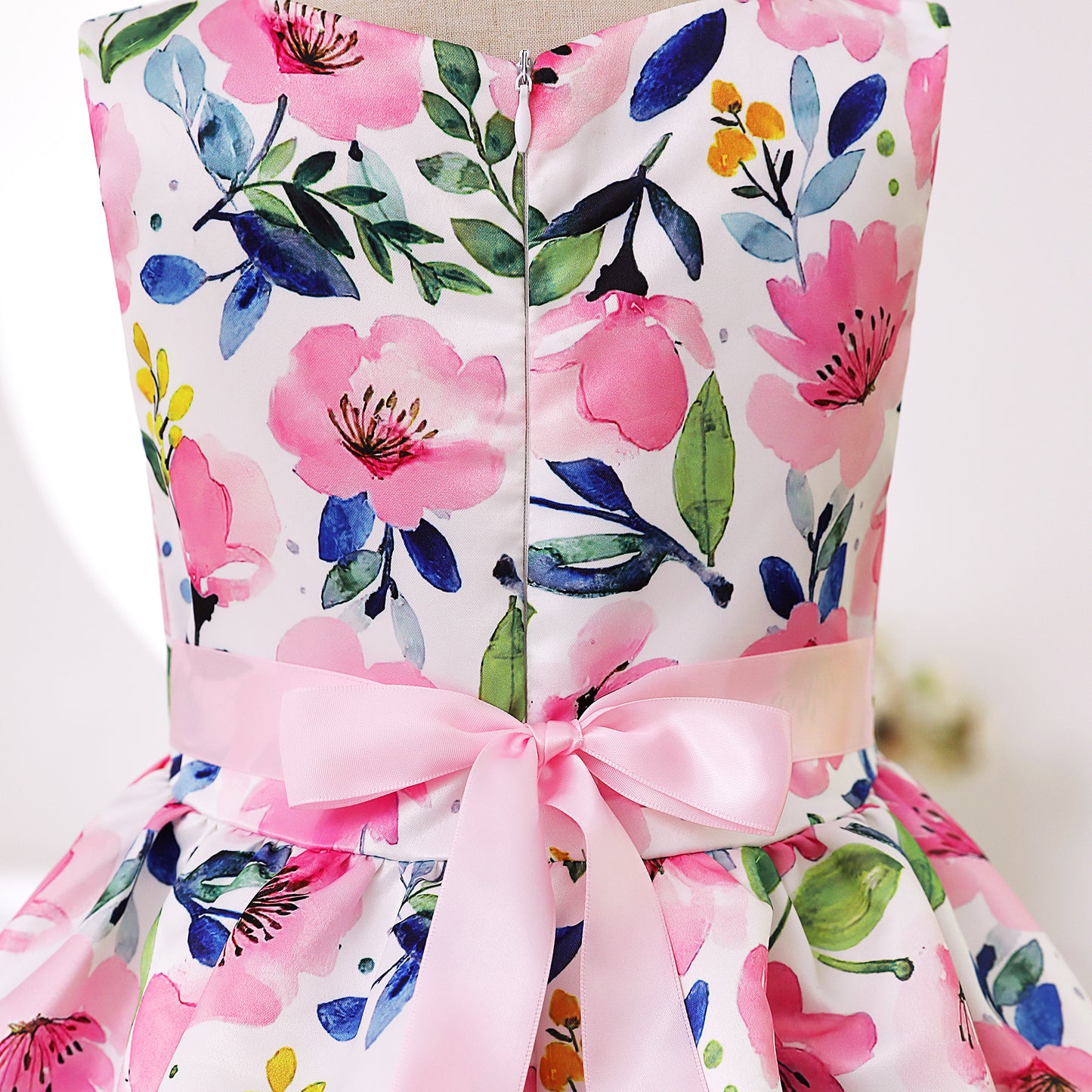 KID FASHION Baby Girls Princess Dress Floral Bow Sleeveless Party One Piece Performance Dress 8042