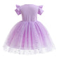 Kids fashion Princess Dress For Girls Rabbit Print Gauze Sleeveless Dress One Piece Party Dress Purple ZT-S850