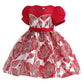Kids Fashion Girls Princess Dress Embroidery Bubble Sleeve Party One Piece Performacnce Dress Red 2800