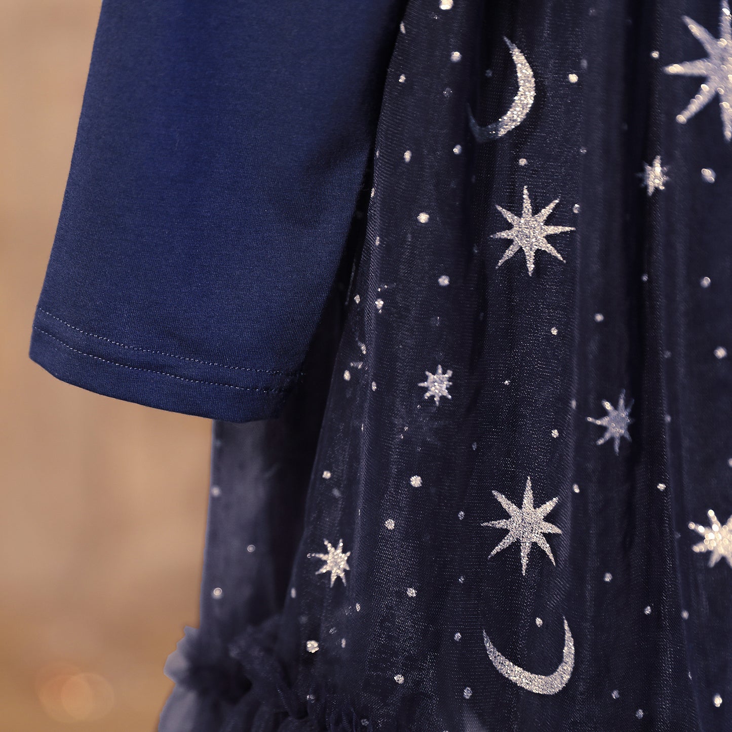 Kids Fashion Princess Dress Girls Star Sequins Long Sleeve Winter Gauze Performance Dress One Piece Party Dress C875