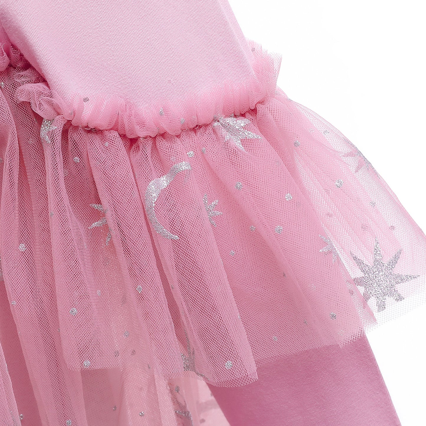 Kids Fashion Princess Dress Girls Star Sequins Long Sleeve Winter Gauze Performance Dress One Piece Party Dress C875