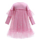 Kids Fashion Princess Dress Girls Star Sequins Long Sleeve Winter Gauze Performance Dress One Piece Party Dress C875