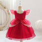 Princess Dress Embroidery Ruffle Sleeve Gauze Dress 1PCS Princess Dress Red 8432