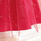 Princess Dress Embroidery Ruffle Sleeve Gauze Dress 1PCS Princess Dress Red 8432