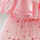 KIDS FASHION Baby Girls Princess Dress Summer Sequin Off The Shoulder Puffy Gauze One Piece Party Dress Pink 8439