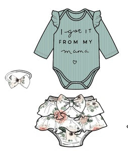 Baby Clothes Baby Outfit Heart Print Romper Shorts Headband 3PCS 32106012-2