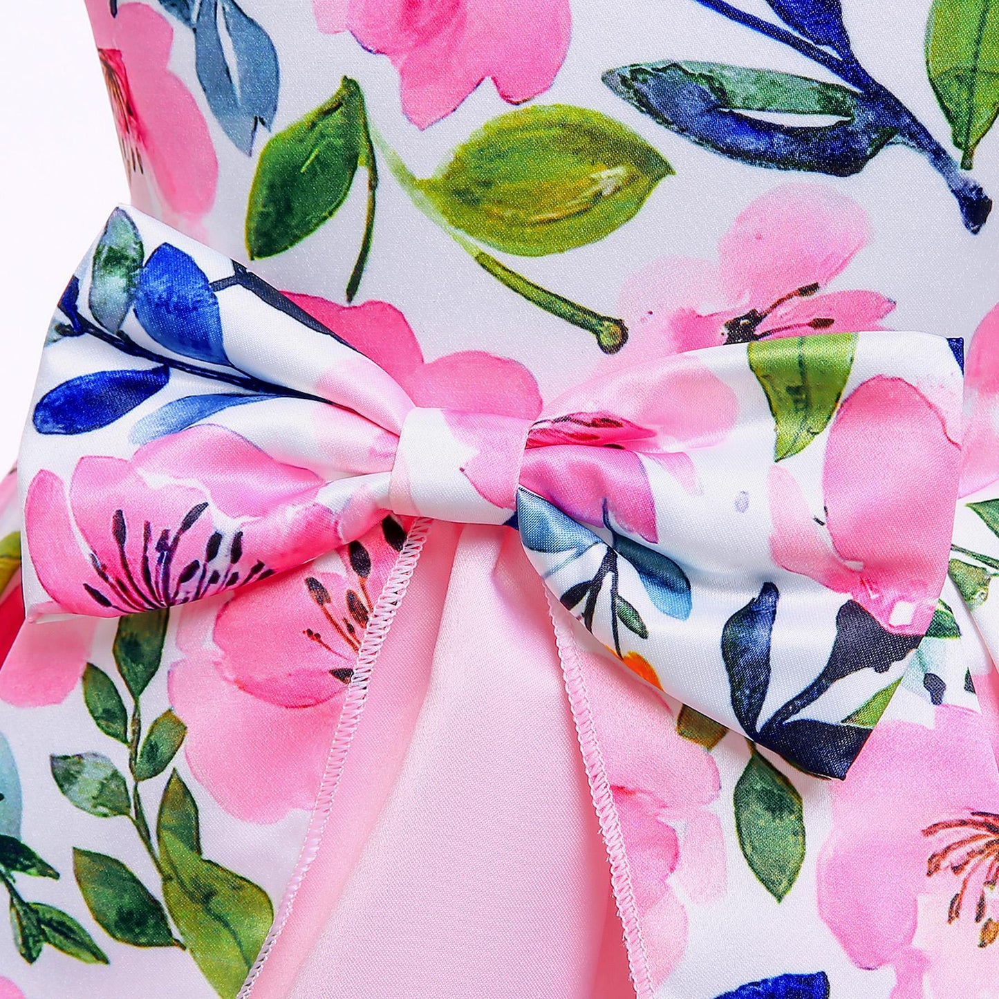 Girls Dress Pink Floral Print Children's Clothing Children's Dress Flying Sleeve Children's Princess Dress 8310