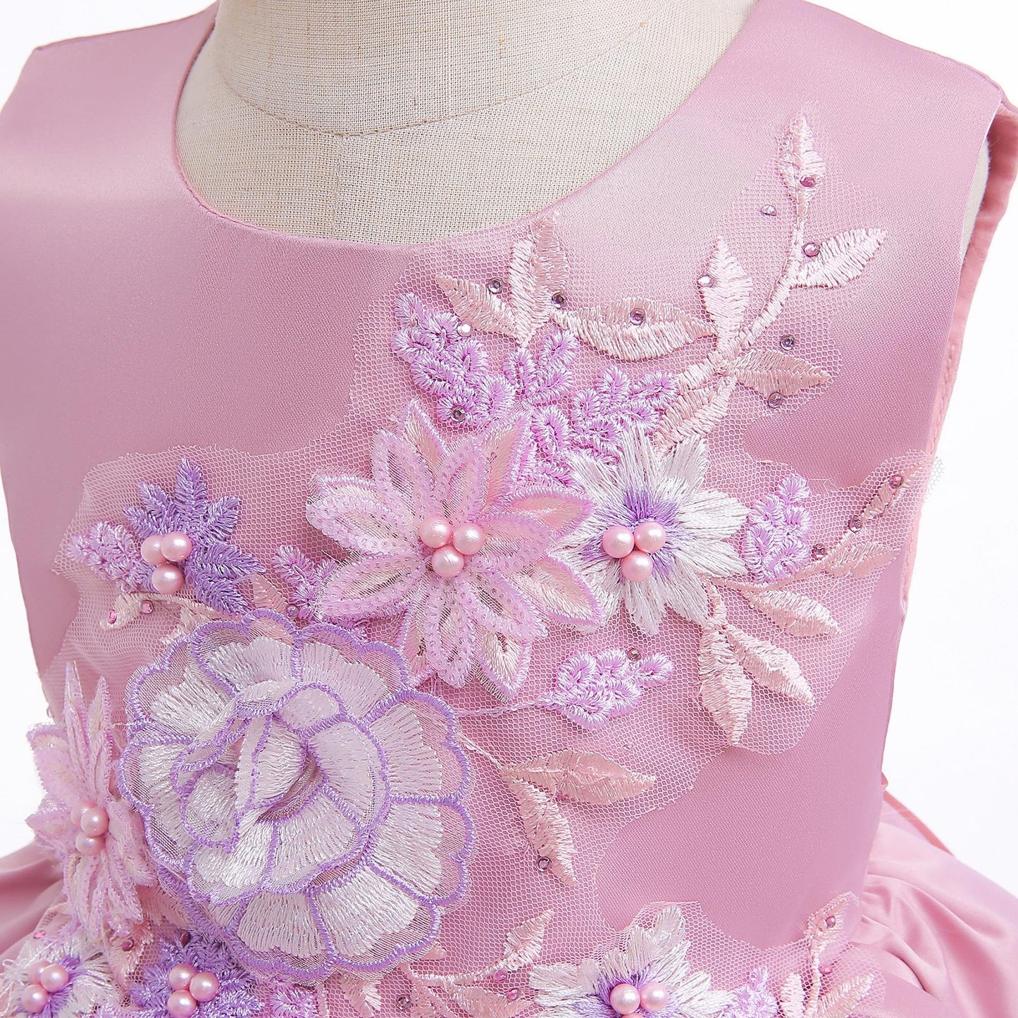 Toddler Baby Girls Princess Dress Embroidery Sleeveless Round Neck Puffy Dress 1PCS Princess Dress Pink 8422