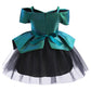 Baby Girls Princess Dress Off The Shoulder Gauze One Piece Party Dress Green 8437